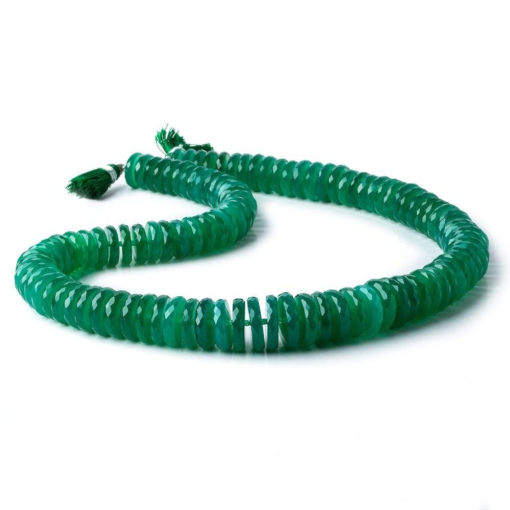 10.5-14.5mm Green Onyx faceted rondelle beads 16.5 inch 109 pieces A grade - Beadsofcambay.com