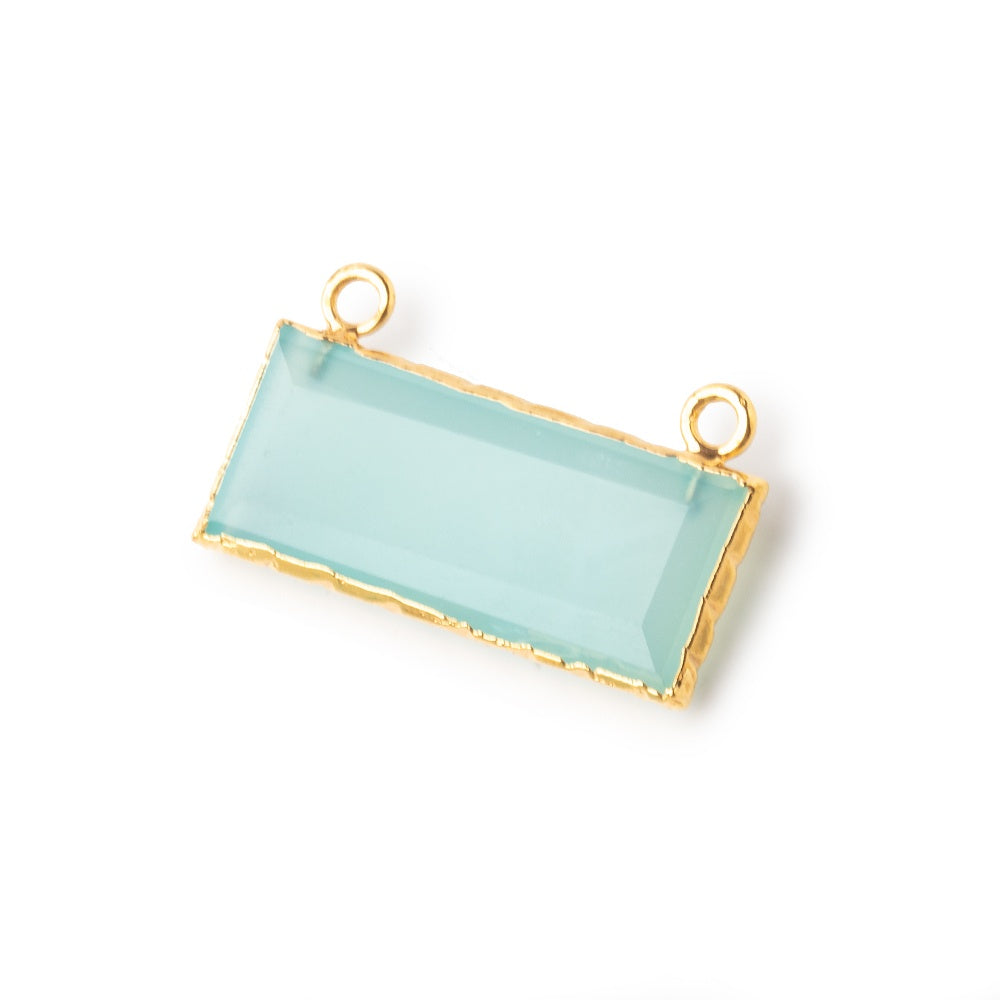 11x26mm Gold Leafed Blue Chalcedony East West Bar Connector 1 piece - BeadsofCambay.com