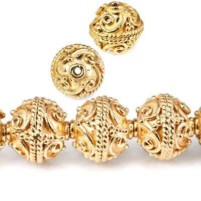 10mm 22kt Gold Plated Copper Round, Twisted Rope and Wave Design *DISCONTINUED* - Beadsofcambay.com