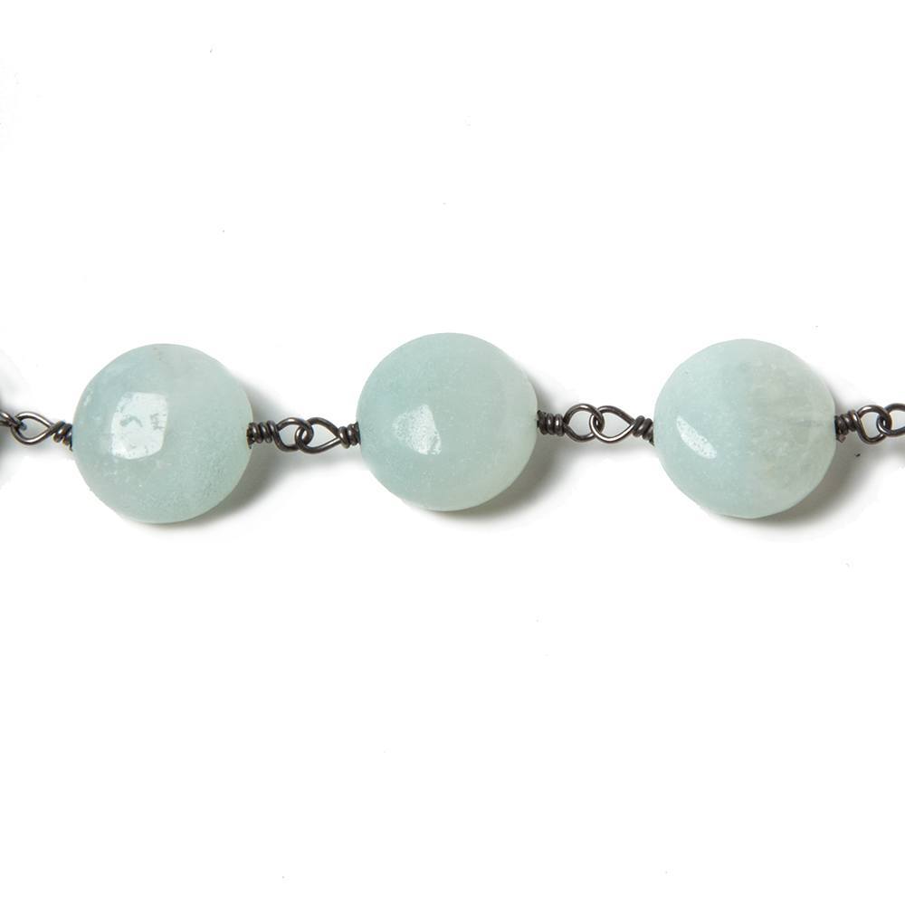 10mm Amazonite plain coin Black Gold plated Chain by the foot 20 pieces - Beadsofcambay.com