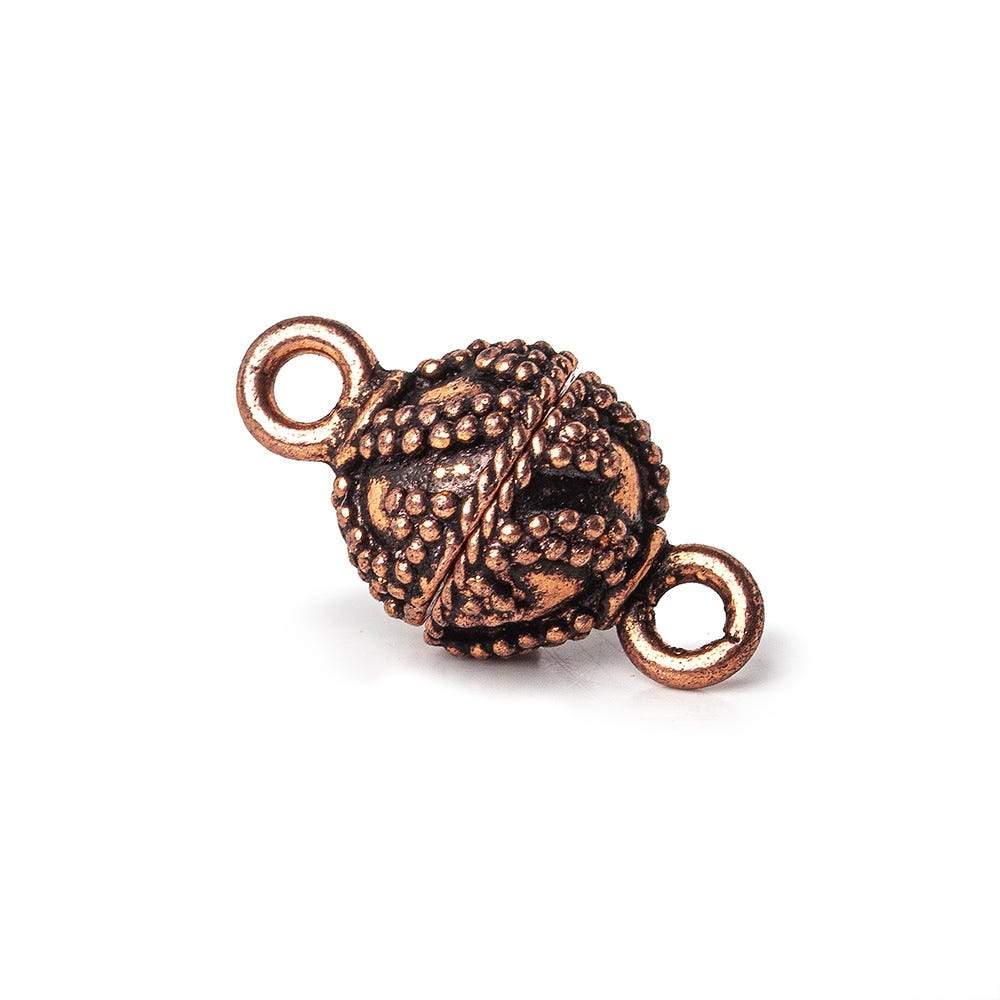 10mm Antiqued Copper Round Miligrain Pattern Magnetic Clasp Set of 2 - Beadsofcambay.com