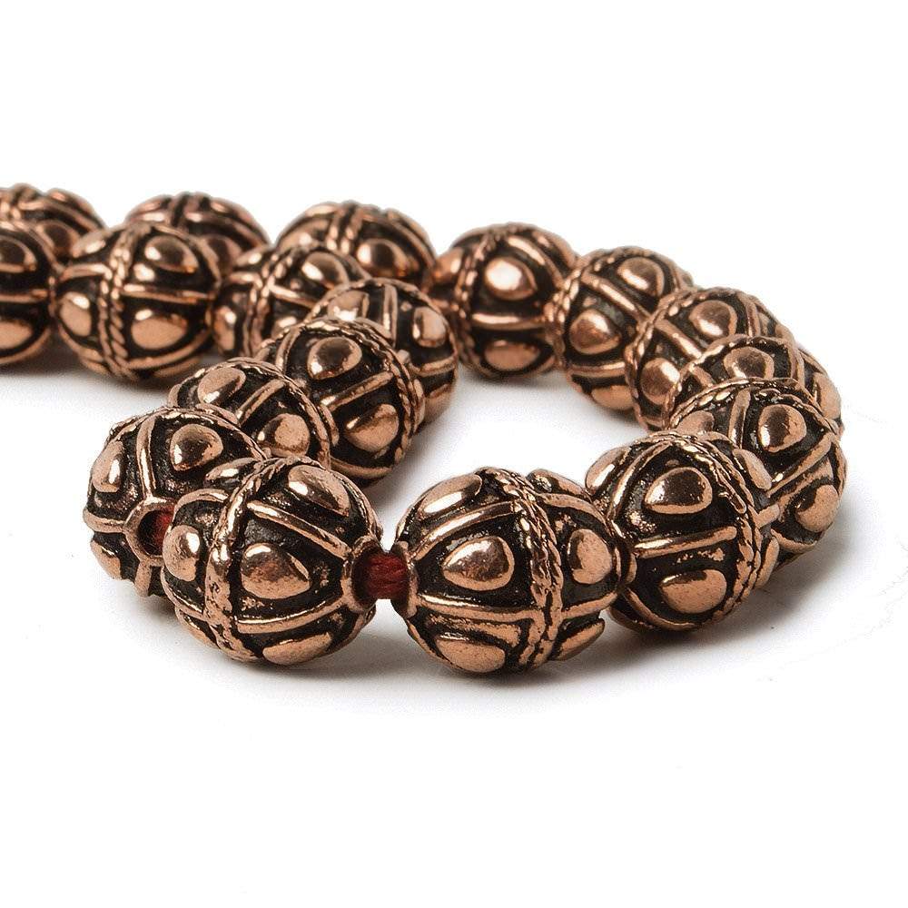 10mm Copper Bead Bead Round Pear Design 8 inch 18 pcs - Beadsofcambay.com