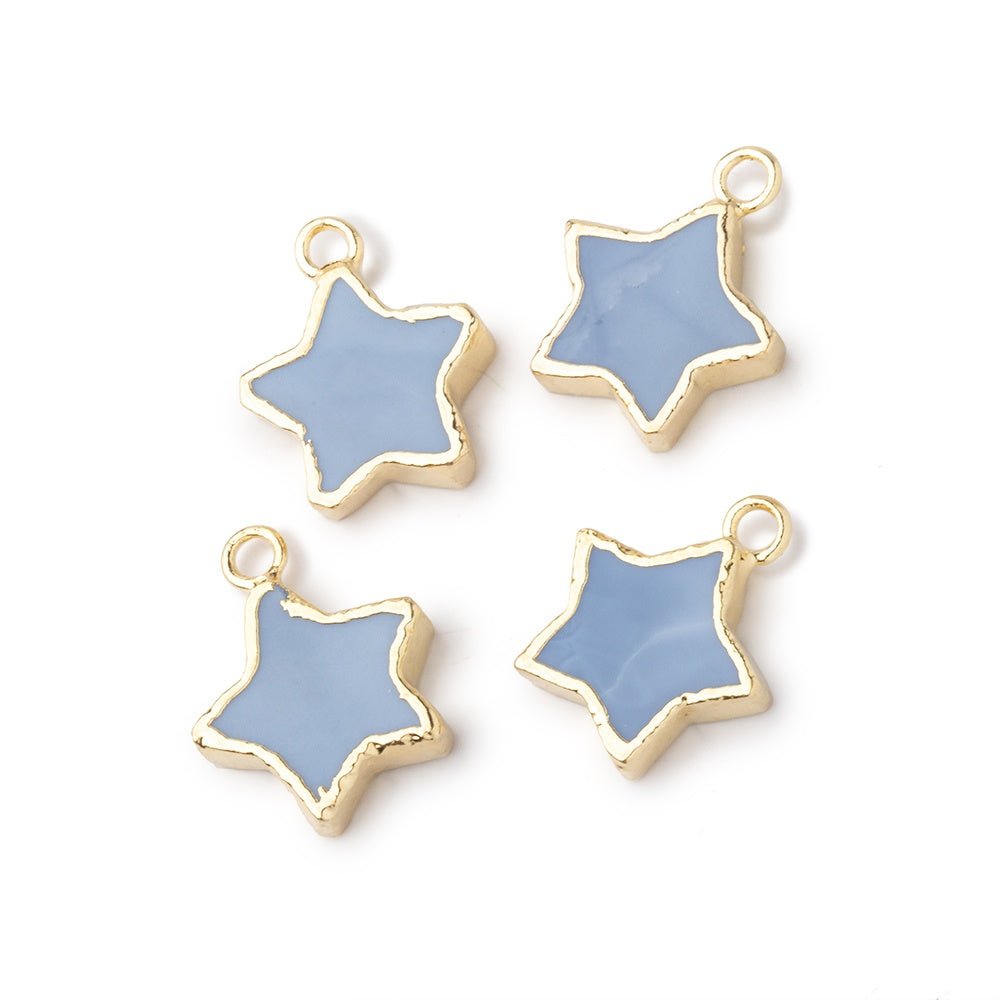 10mm Gold Leafed Owyhee Blue Opal Star Focal Pendant 1 piece - Beadsofcambay.com