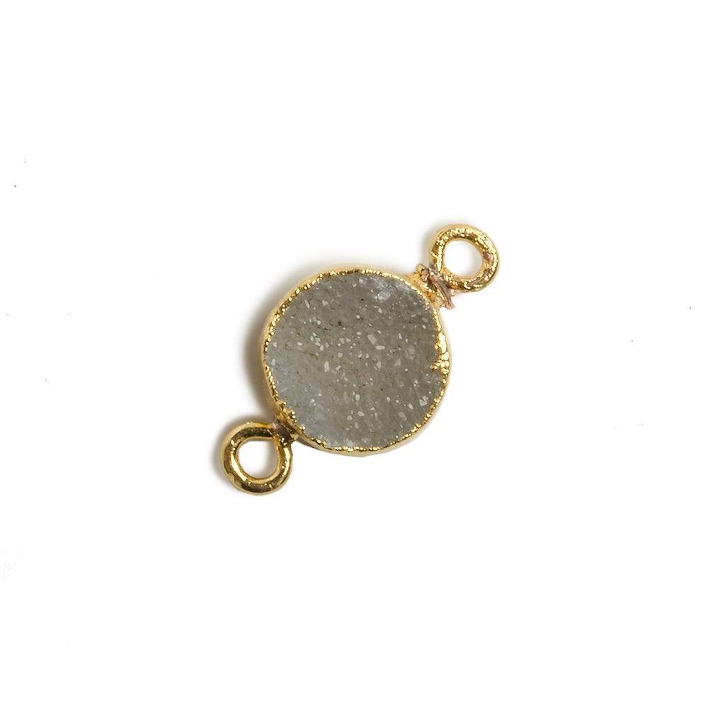 10mm Gold Leafed White Drusy Coin 2 ring Connector 1 piece - Beadsofcambay.com