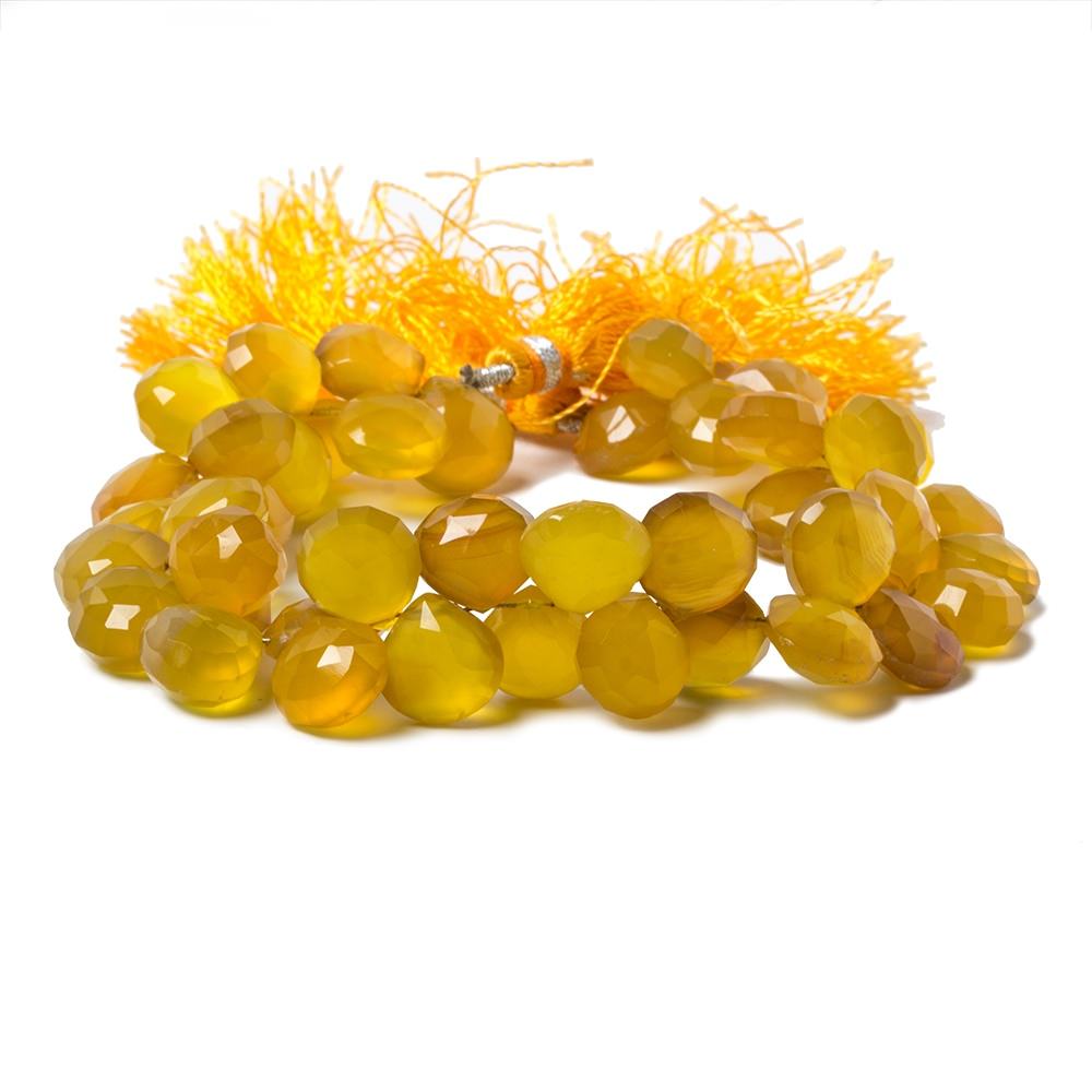 10mm Golden Yellow Chalcedony Faceted Heart Beads 8 inch 48 pieces - Beadsofcambay.com