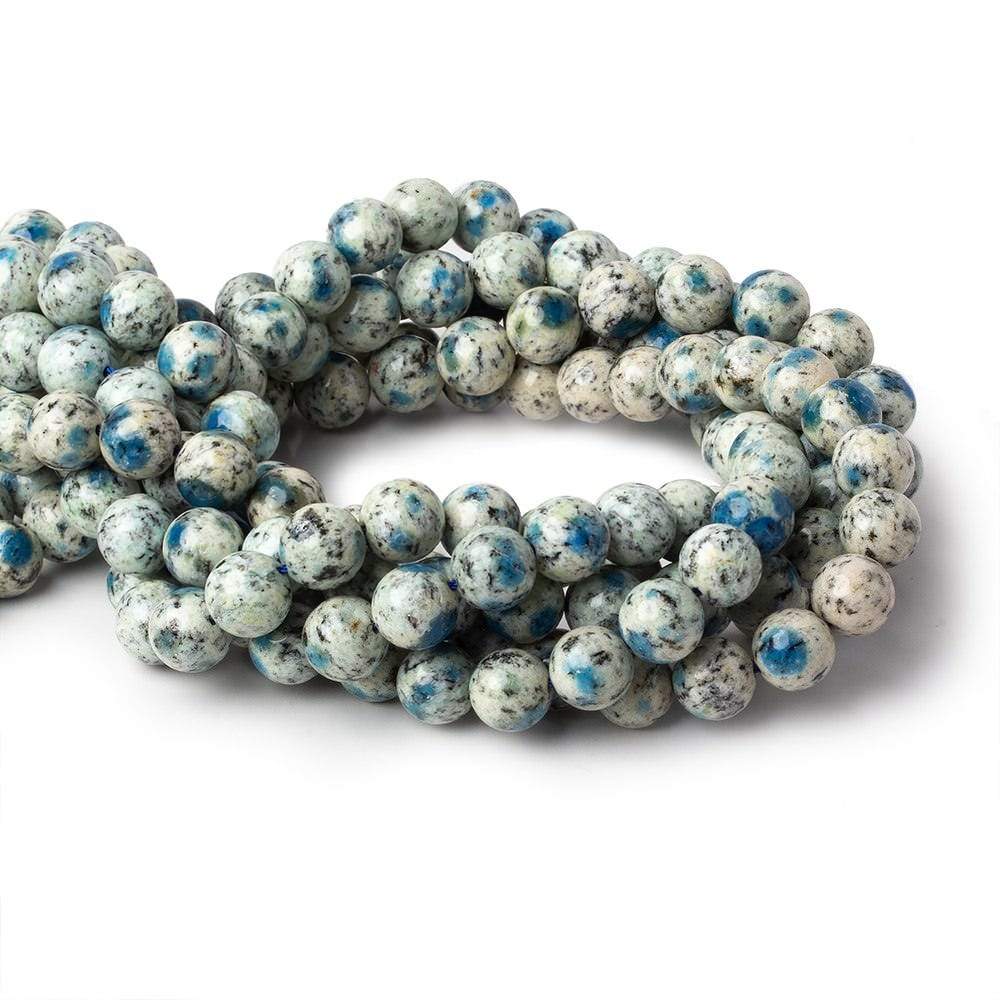 10mm K2 Azurite Granite "K2 Jasper" plain rounds 15 inch 40 beads - Beadsofcambay.com