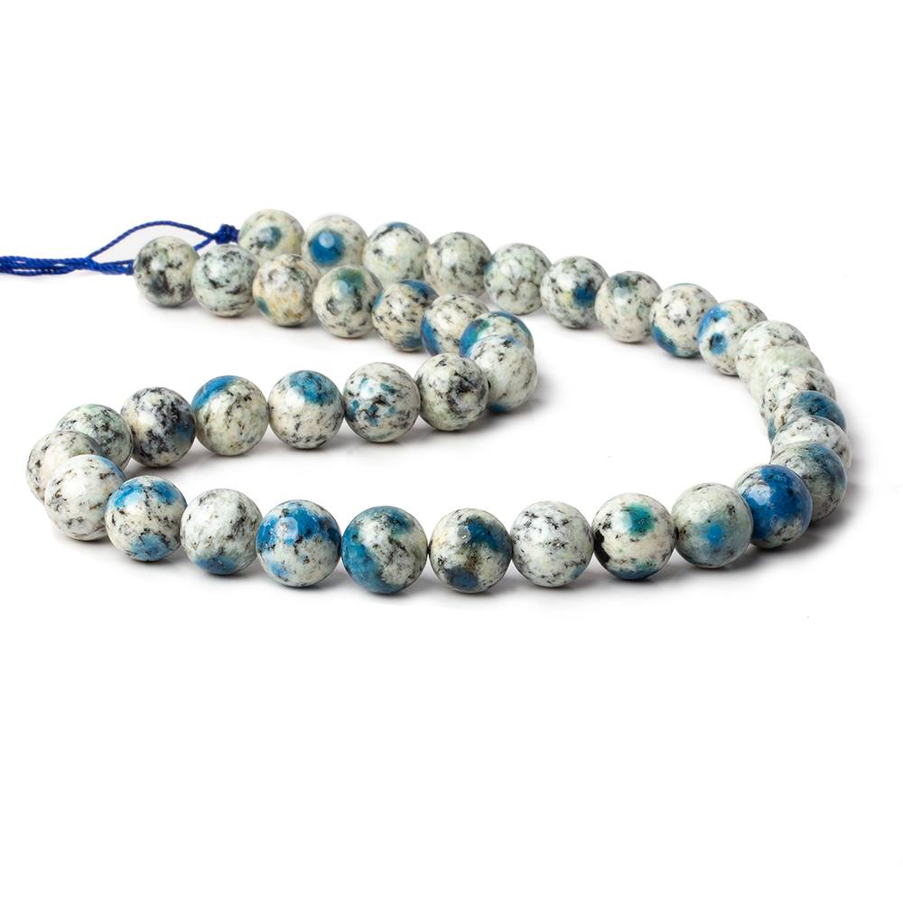 10mm K2 Azurite Granite "K2 Jasper" plain rounds 15 inch 40 beads - Beadsofcambay.com