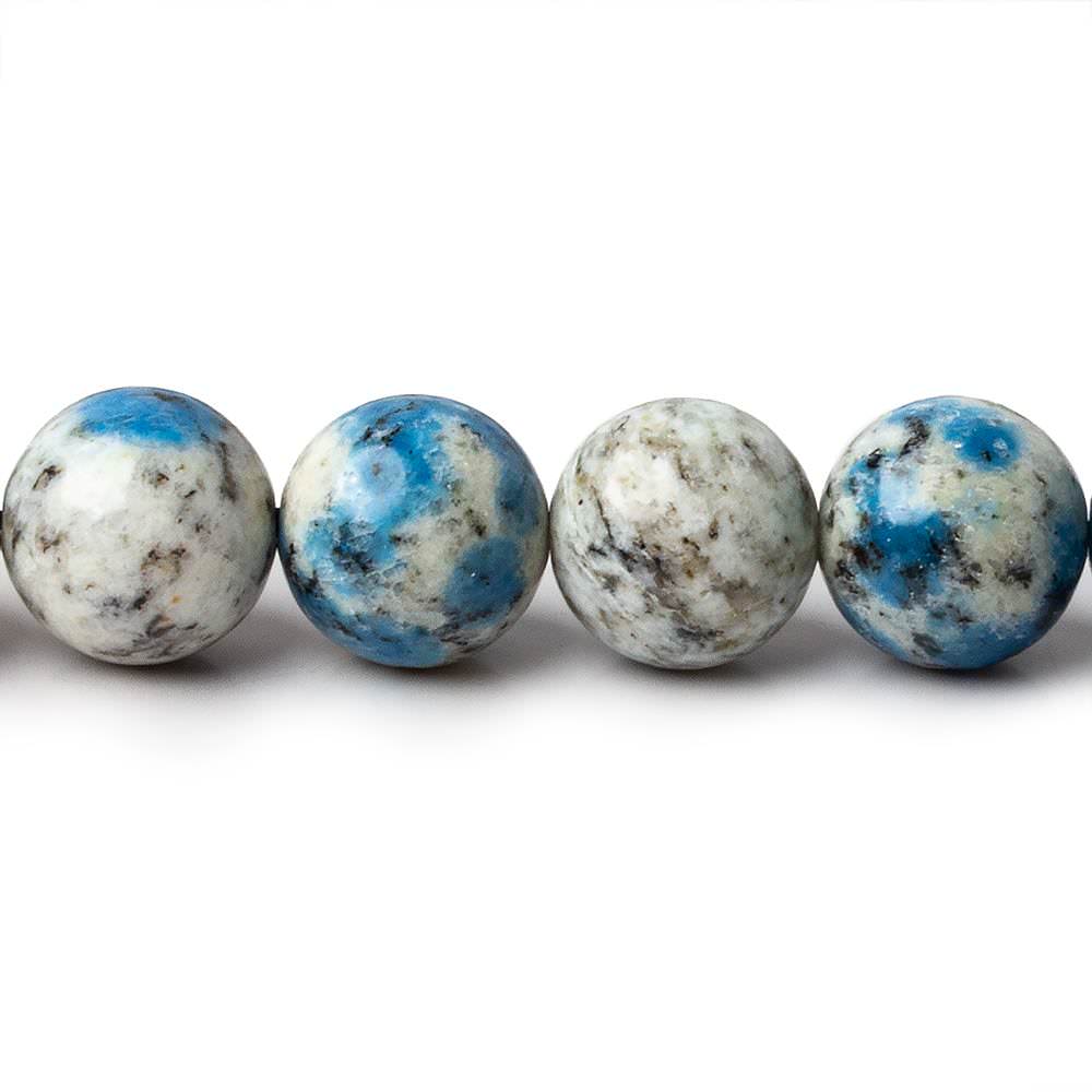 10mm K2 Azurite Granite "K2 Jasper" plain rounds 15 inch 40 beads - Beadsofcambay.com