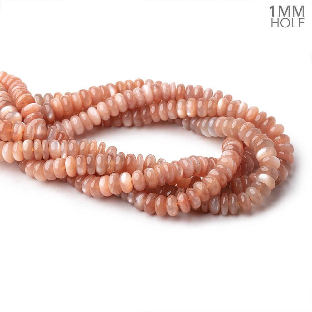 10mm Peach Moonstone Plain Rondelles 16 inch 85 Beads 1mm hole - Beadsofcambay.com