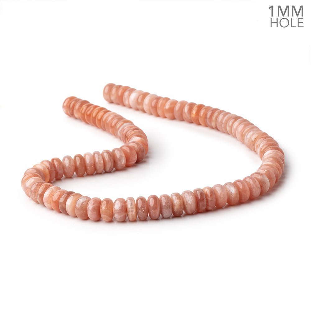 10mm Peach Moonstone Plain Rondelles 16 inch 85 Beads 1mm hole - Beadsofcambay.com