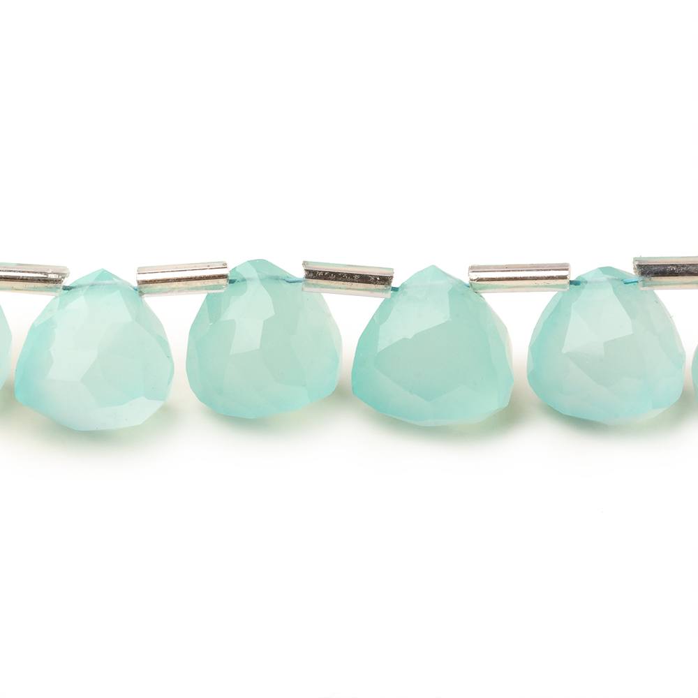 10mm Seafoam Blue Chalcedony top drilled faceted trillions 9 inch 20 beads - Beadsofcambay.com