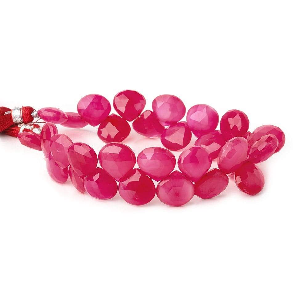 10x10-14x14mm Neon Pink Chalcedony faceted hearts 8 inch 32 beads - Beadsofcambay.com