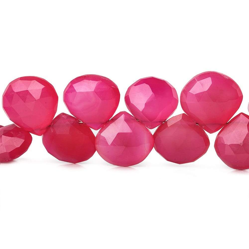 10x10-14x14mm Neon Pink Chalcedony faceted hearts 8 inch 32 beads - Beadsofcambay.com