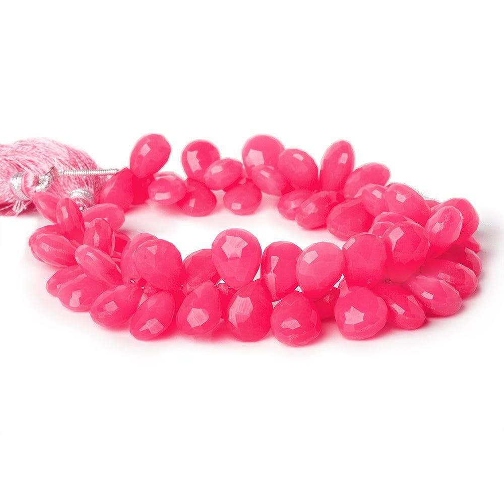 10x7-12x8mm Hot Pink Chalcedony Faceted Pear 8 inch 60 Beads - Beadsofcambay.com