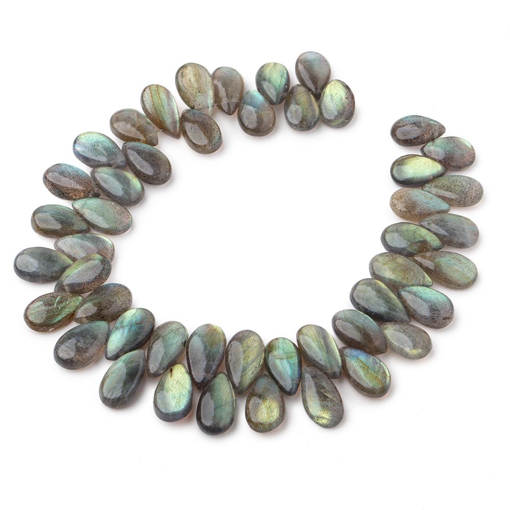 10x7-14x9mm Labradorite Plain Pear Beads 7 inch 46 pieces - Beadsofcambay.com