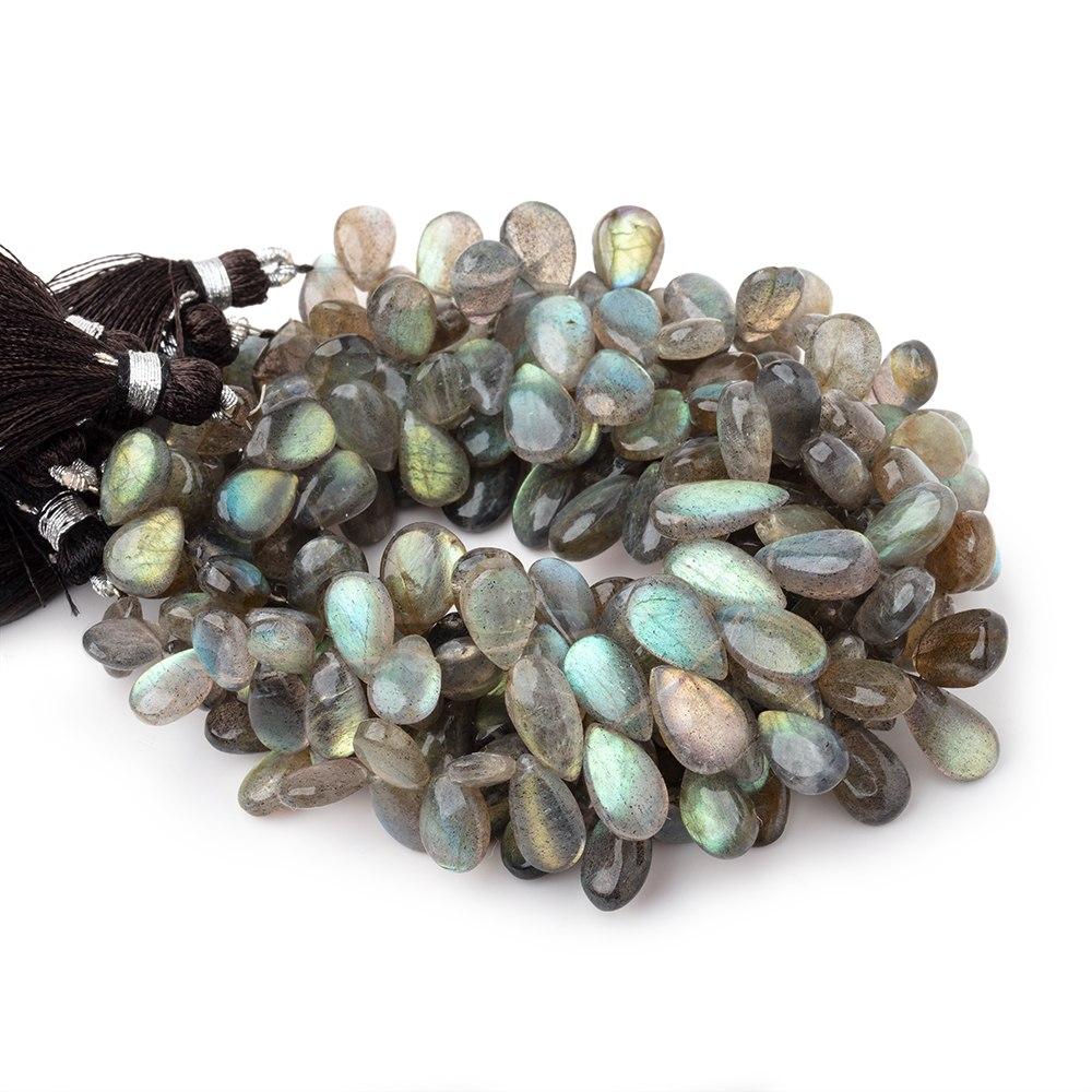 10x7-14x9mm Labradorite Plain Pear Beads 7 inch 46 pieces - Beadsofcambay.com