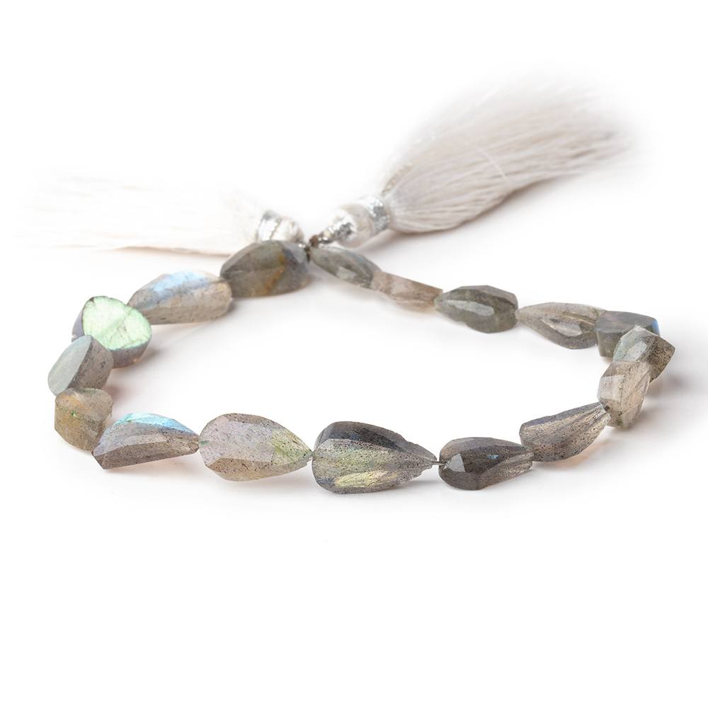 10x7-15x9mm Labradorite Pear Beads 8 inch 16 pieces - Beadsofcambay.com