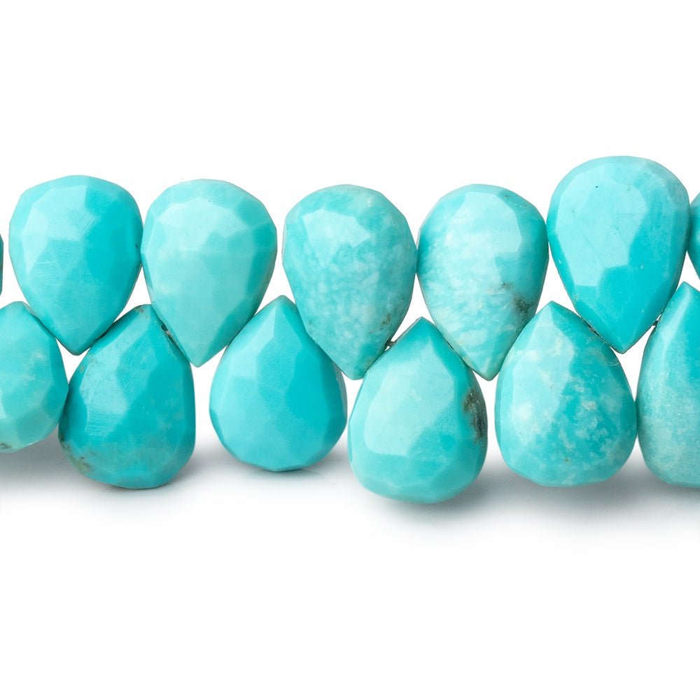 10x7.5-12x8mm Sleeping Beauty Turquoise Faceted Pear Beads 7.75 inch 4