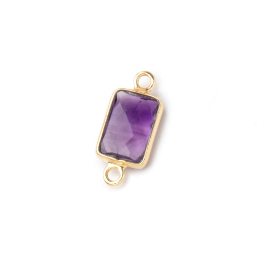 10x7mm Vermeil Bezel Amethyst Faceted Rectangle Connectors 1 piece - Beadsofcambay.com