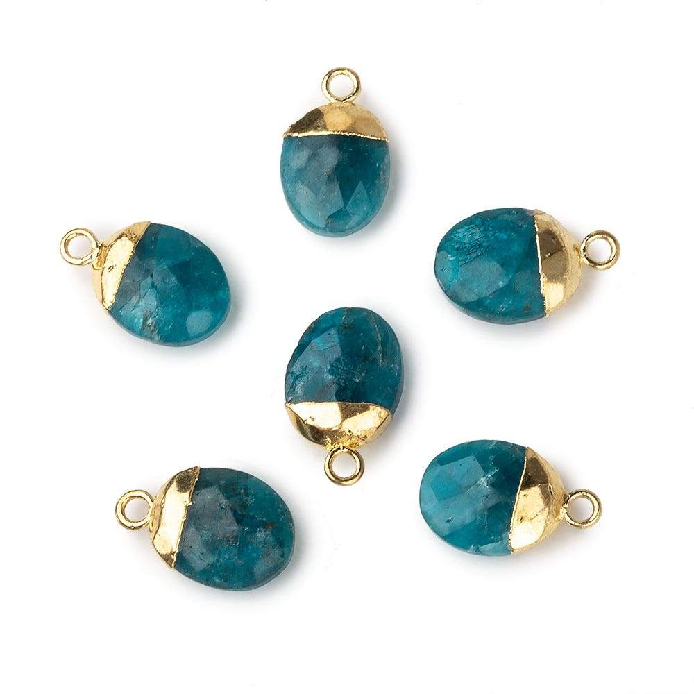 10x8mm Gold Leafed Neon Blue Apatite Oval Pendant 1 piece - Beadsofcambay.com