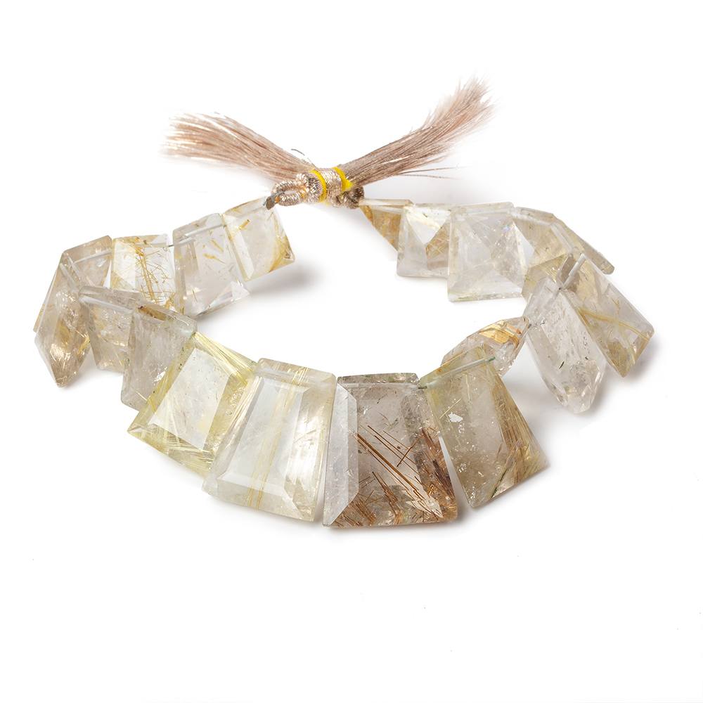 10x8x4-20x17x9mm Golden Rutilated Quartz Pavilion Faceted Fancy beads 7 inch 19 pieces AA - Beadsofcambay.com