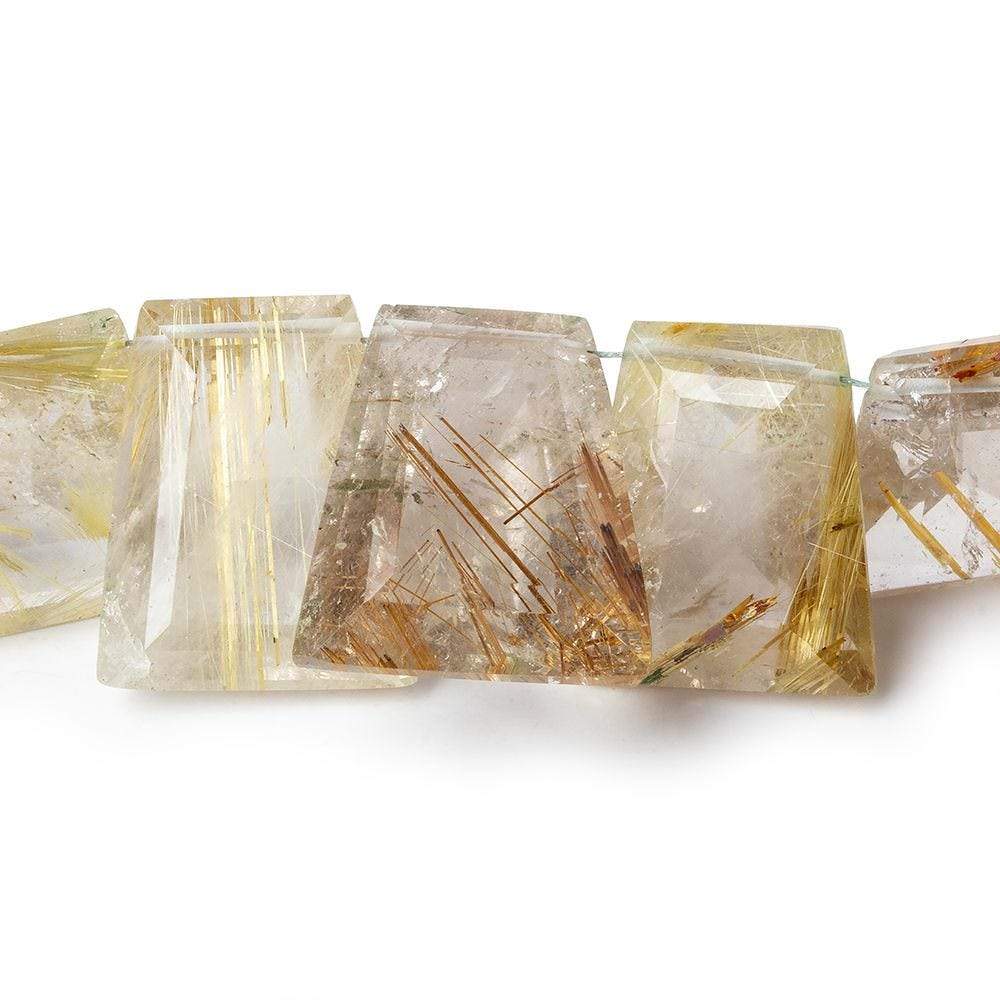 10x8x4-20x17x9mm Golden Rutilated Quartz Pavilion Faceted Fancy beads 7 inch 19 pieces AA - Beadsofcambay.com