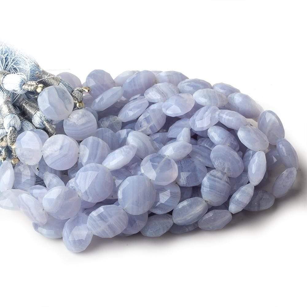 11-13mm Blue Lace Agate faceted coins 7.5 inch 15 beads A - Beadsofcambay.com