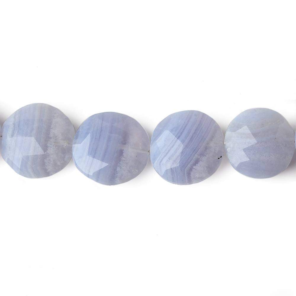 11-13mm Blue Lace Agate faceted coins 7.5 inch 15 beads A - Beadsofcambay.com