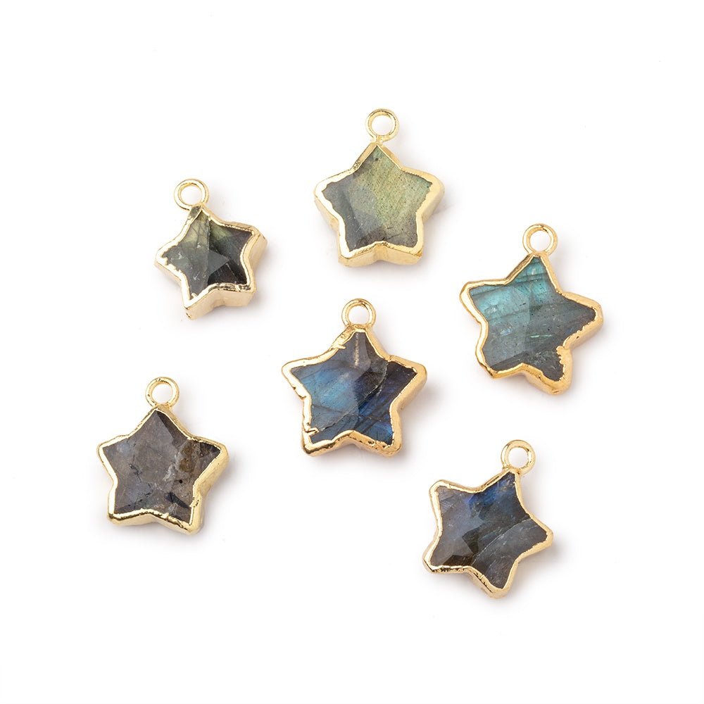 11mm Gold Leafed Labradorite Faceted Star Focal Pendant 1 piece - Beadsofcambay.com