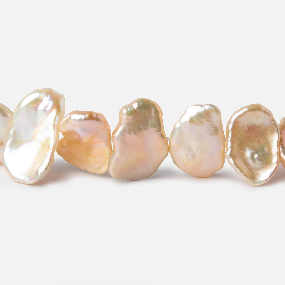 11x10-18x10mm Peach Keshi Side Drill Freshwater Pearls 33 pieces AAA - Beadsofcambay.com