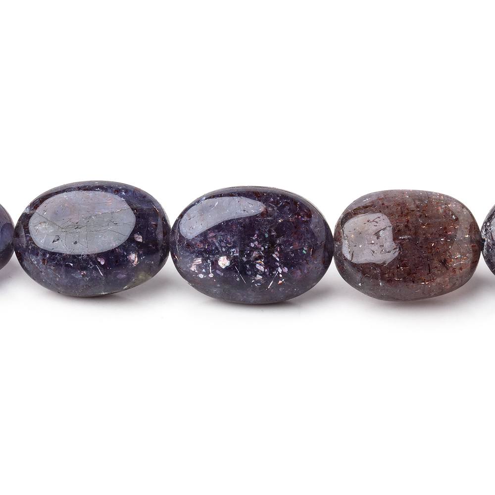 11x8-16x12mm Bloodshot Iolite-Sunstone Plain Oval Beads 16 inch 29 pieces - Beadsofcambay.com