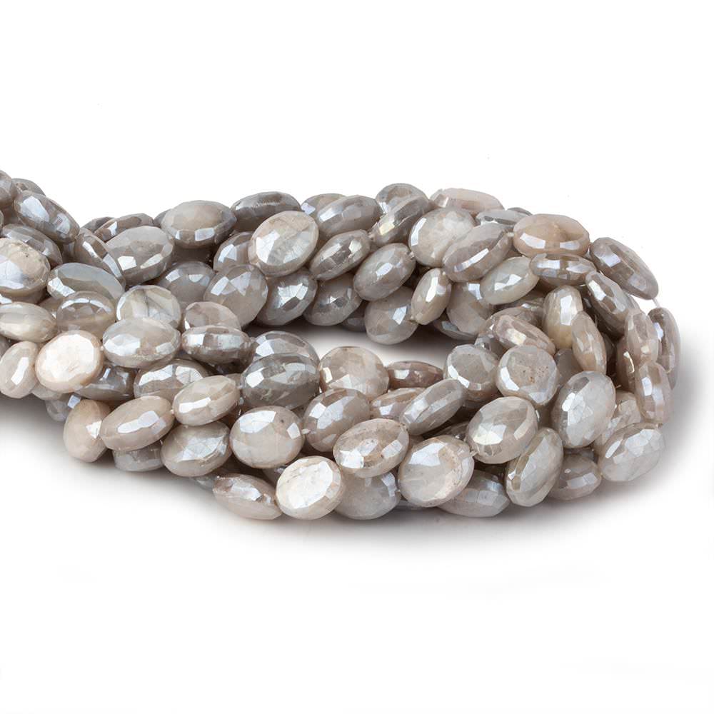 11x9-13x9mm Mystic Light Platinum Grey Moonstone faceted ovals 14 inch 28 beads - Beadsofcambay.com