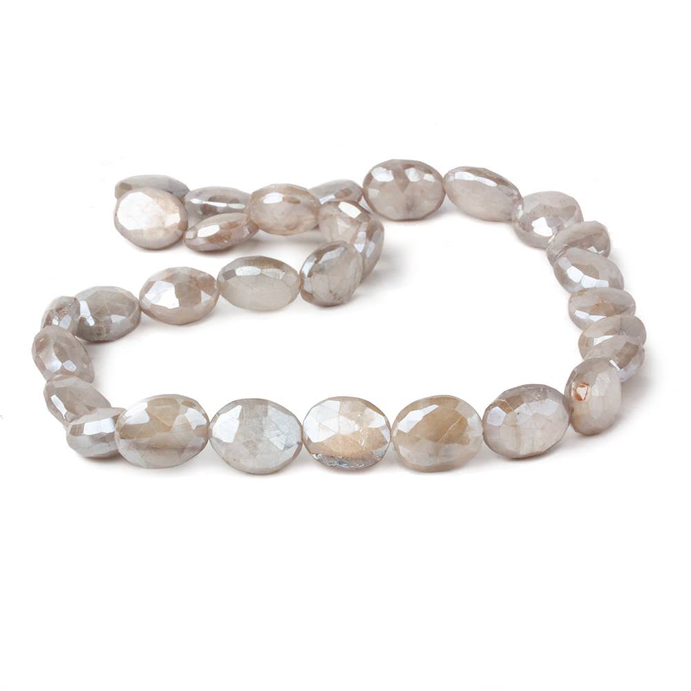 11x9-13x9mm Mystic Light Platinum Grey Moonstone faceted ovals 14 inch 28 beads - Beadsofcambay.com