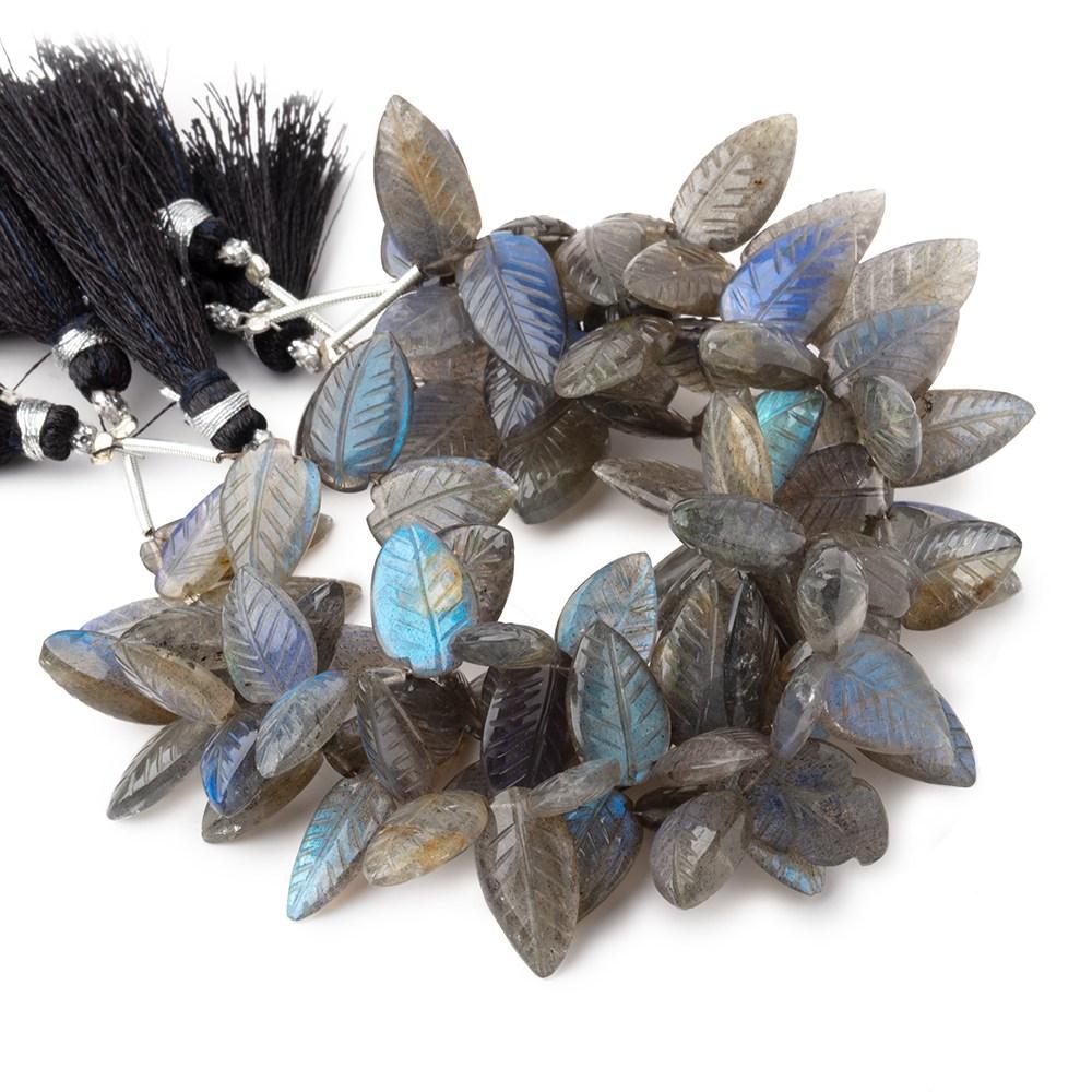 9-11mm Labradorite Carved Leaf Beads 8 inch 48 pieces AA