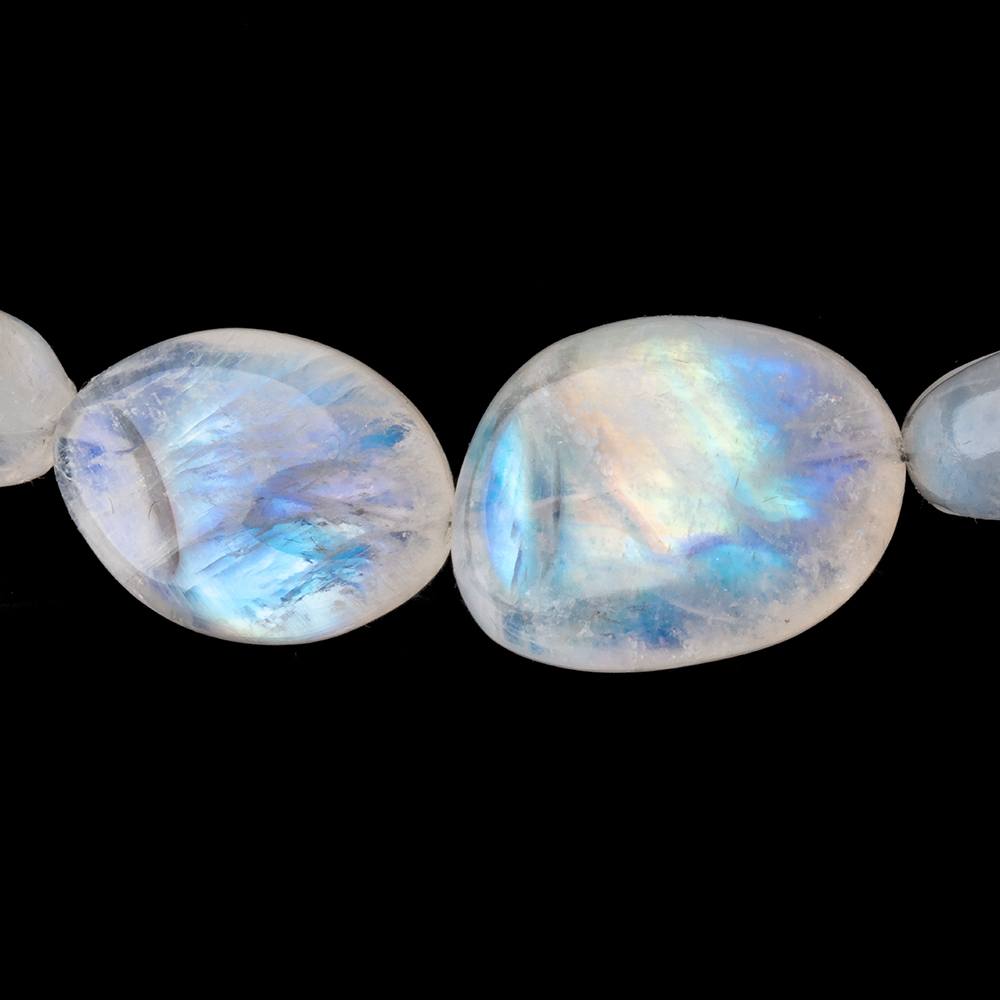 11x9-24x18mm Rainbow Moonstone Carved Plain Nuggets 20 inches 33 Beads AAA - Beadsofcambay.com