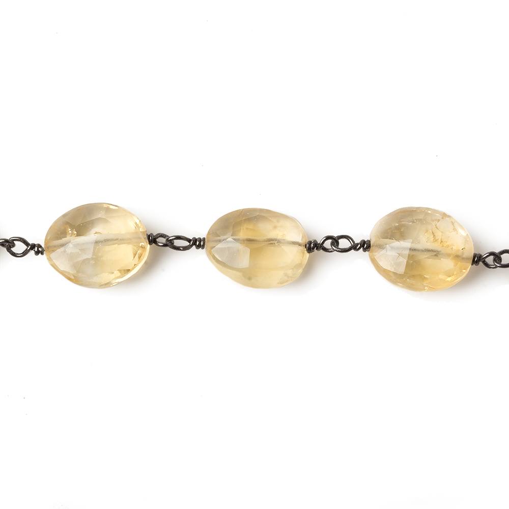 11x9mm Citrine faceted oval Black Gold over .925 Silver Chain by the foot 19 beads - Beadsofcambay.com