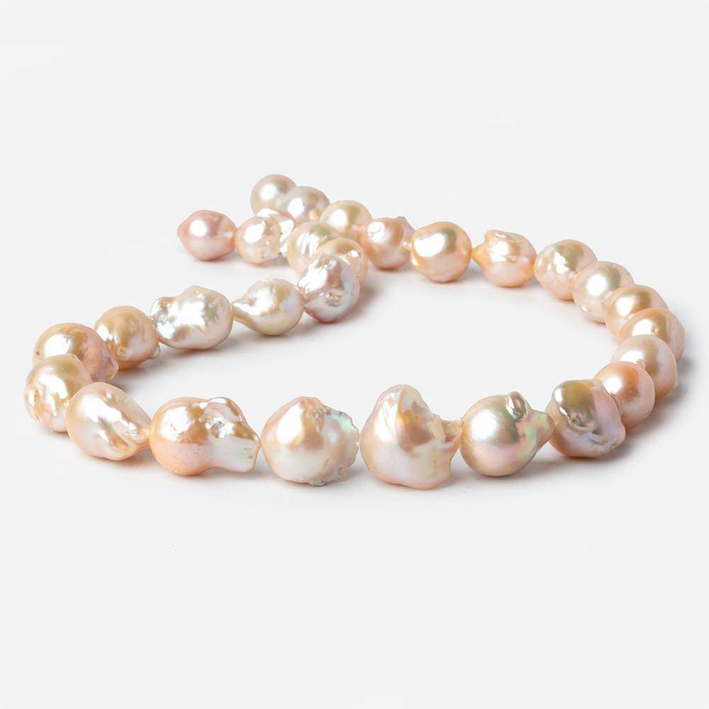 12x10-17x13mm Peach Ultra Baroque Pearls 16 inch 28 pieces - Beadsofcambay.com