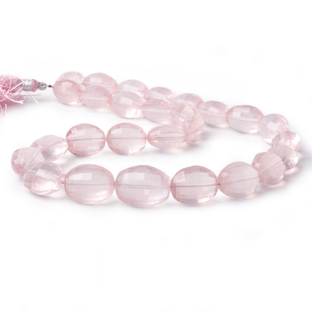 12x10-18x14mm Rose Quartz Checkerboard faceted ovals 16 inch 27 beads AAA - Beadsofcambay.com