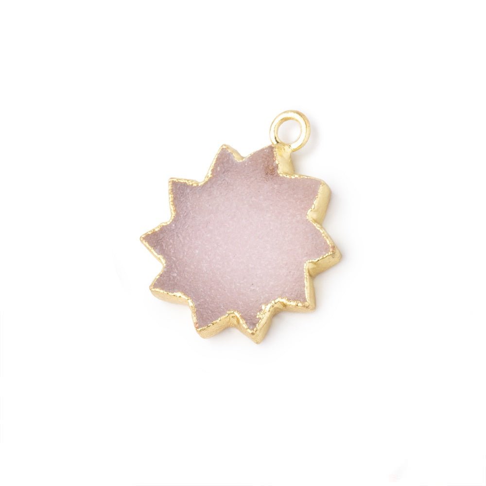 13-16mm Gold Leafed Pink Drusy Star Burst Pendant 1 focal piece - Beadsofcambay.com