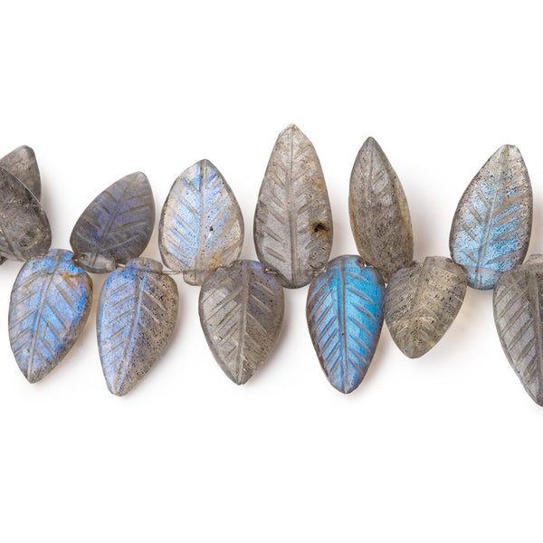 9-11mm Labradorite Carved Leaf Beads 8 inch 48 pieces AA