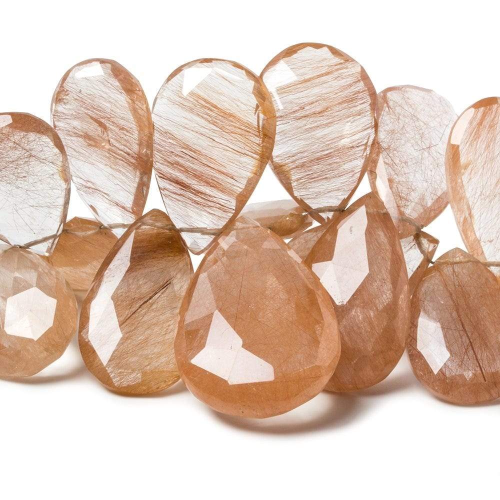 13-29mm Rutilated Quartz Beads Pear Briolette 8.5 inch 41 pieces - Beadsofcambay.com