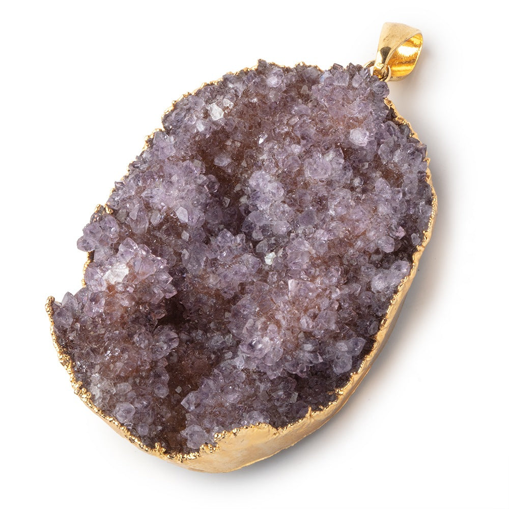 2.4x1.6 inch Gold Leafed Amethyst Drusy Freeshape with bail 1 piece - BeadsofCambay.com