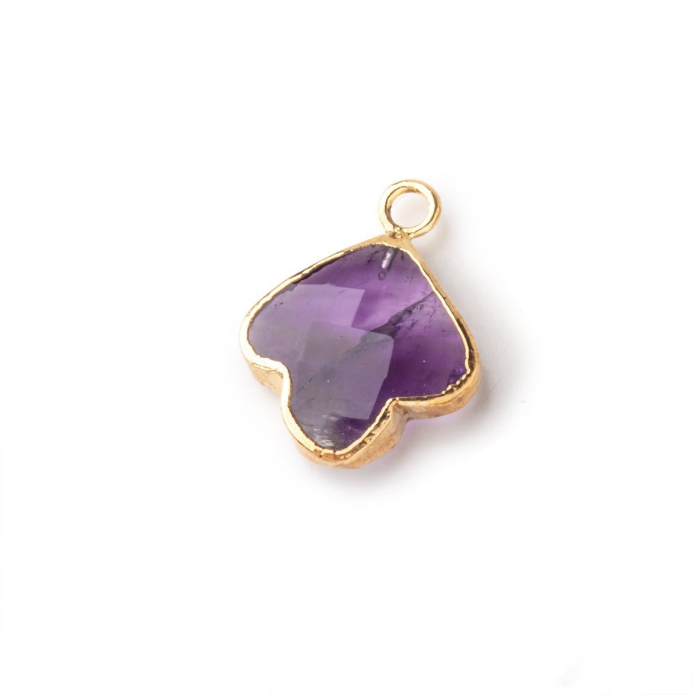 13mm Gold Leafed Amethyst Faceted Trillium Flower Focal Pendant 1 piece - Beadsofcambay.com