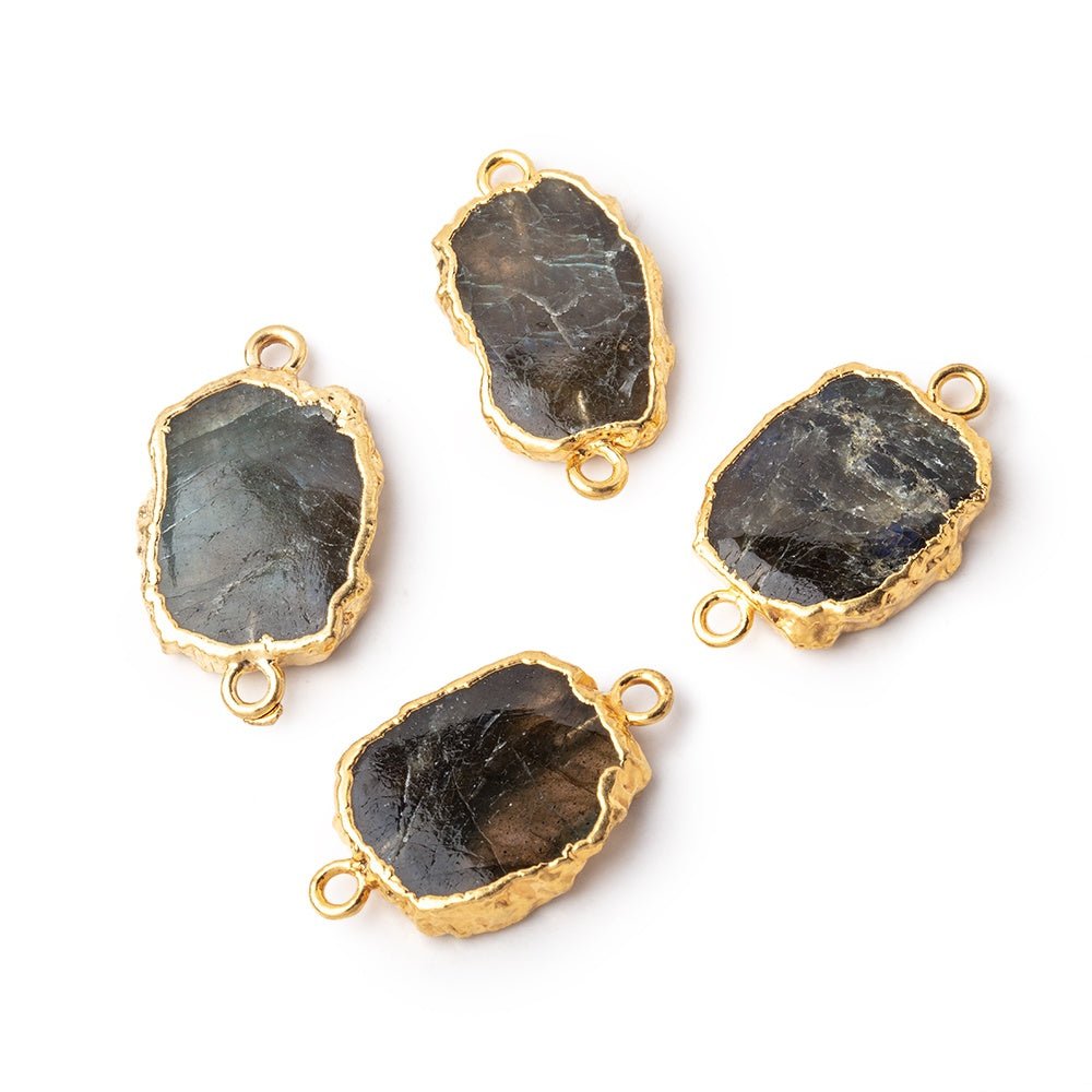 13x11mm Gold Leafed Labradorite Slice Connector 1 piece - Beadsofcambay.com