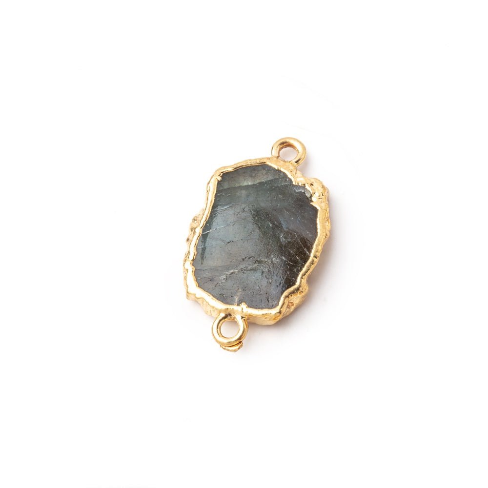 13x11mm Gold Leafed Labradorite Slice Connector 1 piece - Beadsofcambay.com