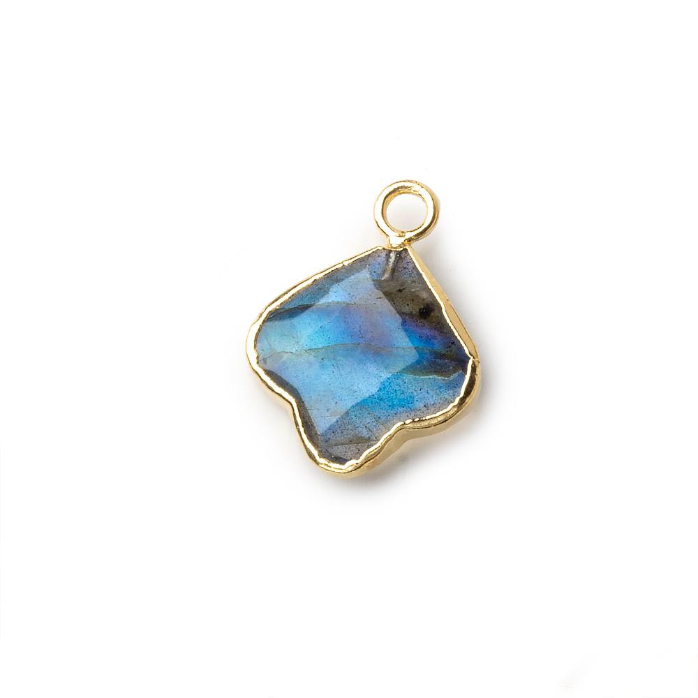 13x13mm Gold Leafed Labradorite Faceted Trillium Flower Focal Bead Pendant sold as 1 piece - Beadsofcambay.com