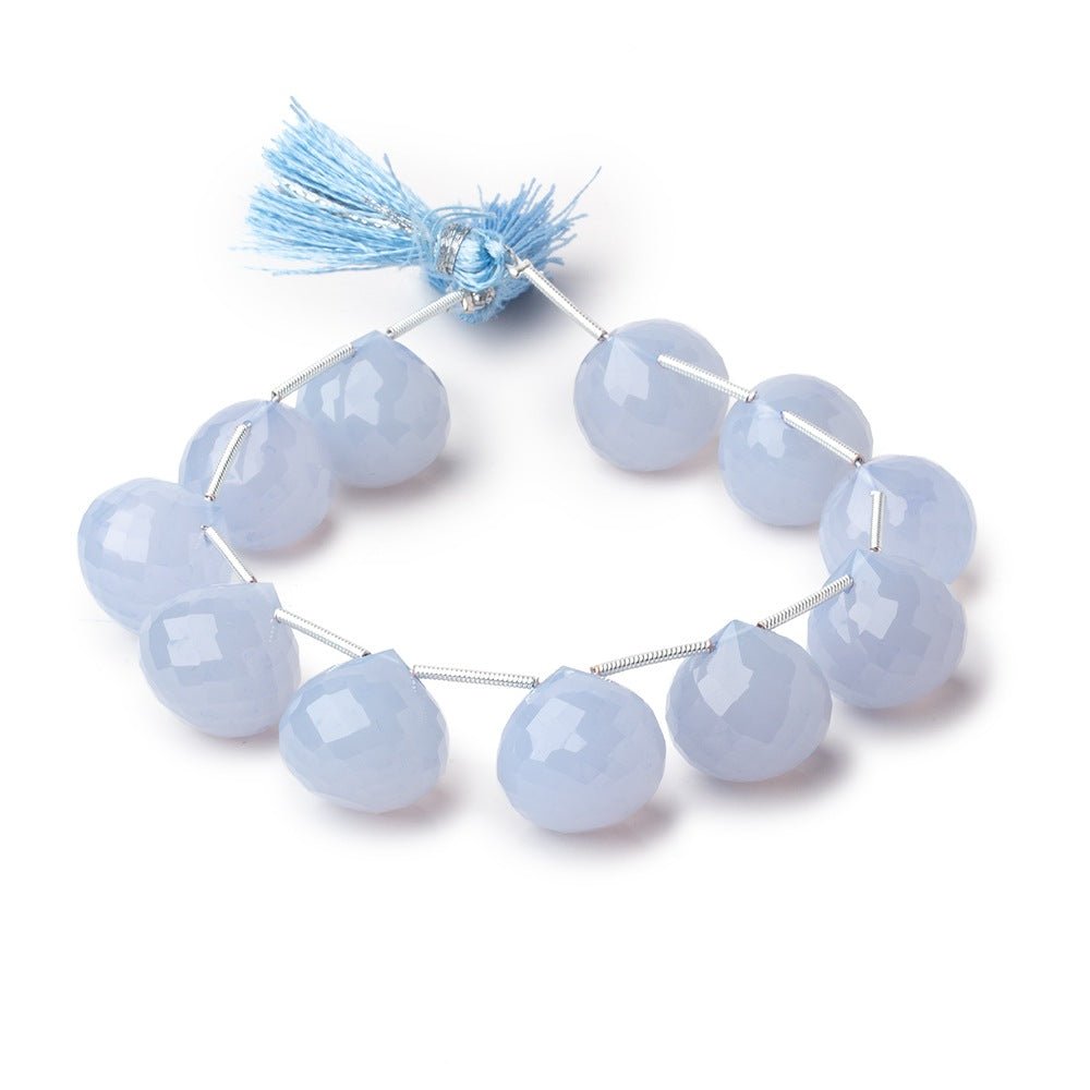 14-15mm Turkish Chalcedony Faceted Candy Kiss Beads 7 inch 11 pieces - Beadsofcambay.com