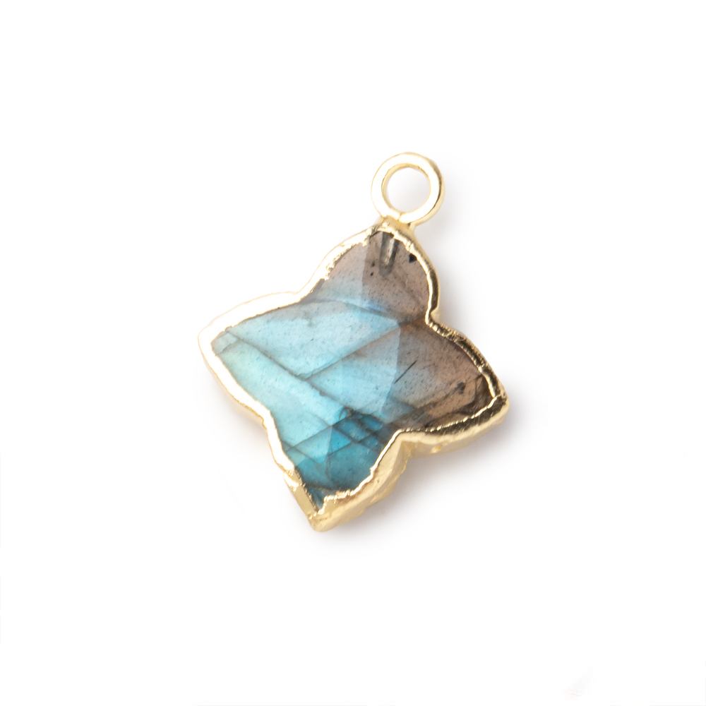 14-16mm Gold Leafed Labradorite 4 Pointed Star Focal Pendant 1 piece - Beadsofcambay.com