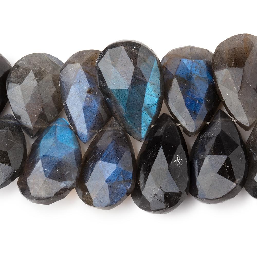 30 Beads,Super Finest, Black Rainbow Labradorite Faceted Pear Shape hot Briolettes Size-13x18mm Approx