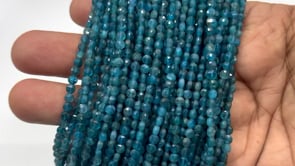 Beadsofcambay 4mm Apatite Checkerboard Faceted Calibrated Coin Beads 12.25 inch 85 pieces